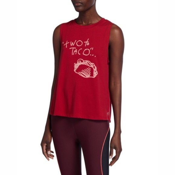 Betsey Johnson Tank Top Two to Taco Muscle Tee in Medium Red, Size M, NWT - Picture 1 of 9